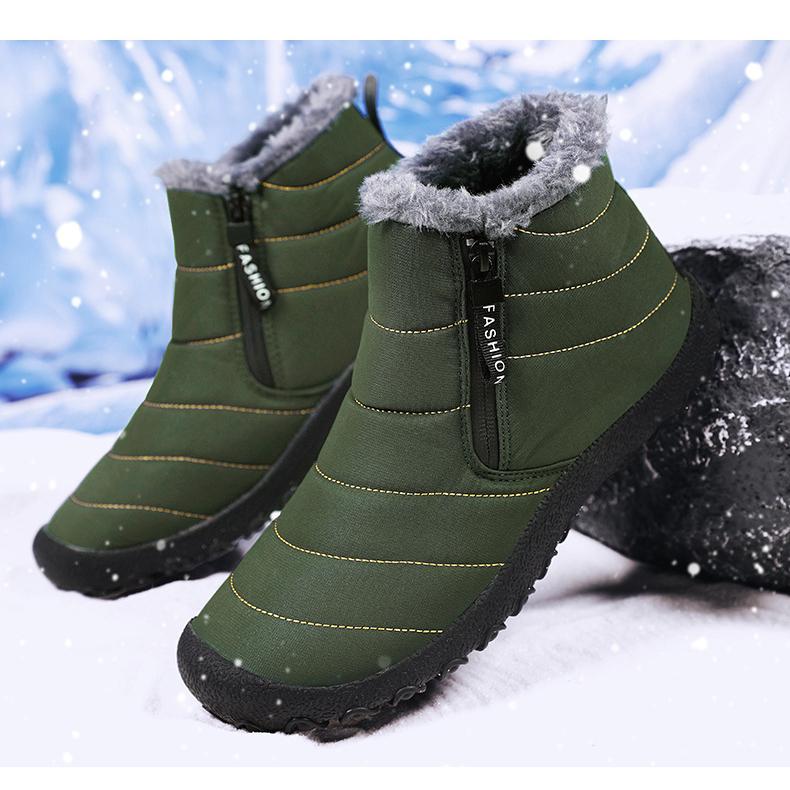 Men Winter Plus Velvet Snow Boots Casual Zipper Warm Outdoor Cotton Shoes Large Middle Top Thick Anti Slip Hiking Shoe 39-46