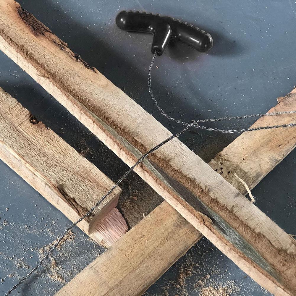 70CM Manual Steel Rope Chain Saw with Finger Handle Hand Cable String Saw Manual Cutting Chain Saw for Outdoor Camping Hiking