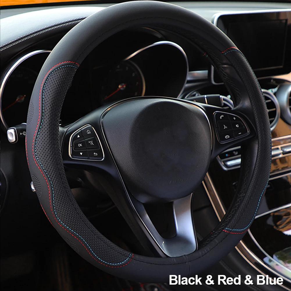 38cm Universal Steering Wheel Cover Soft Artificial Leather Braid Steering Wheel Cover Sport Styling Cover Interior Accessories