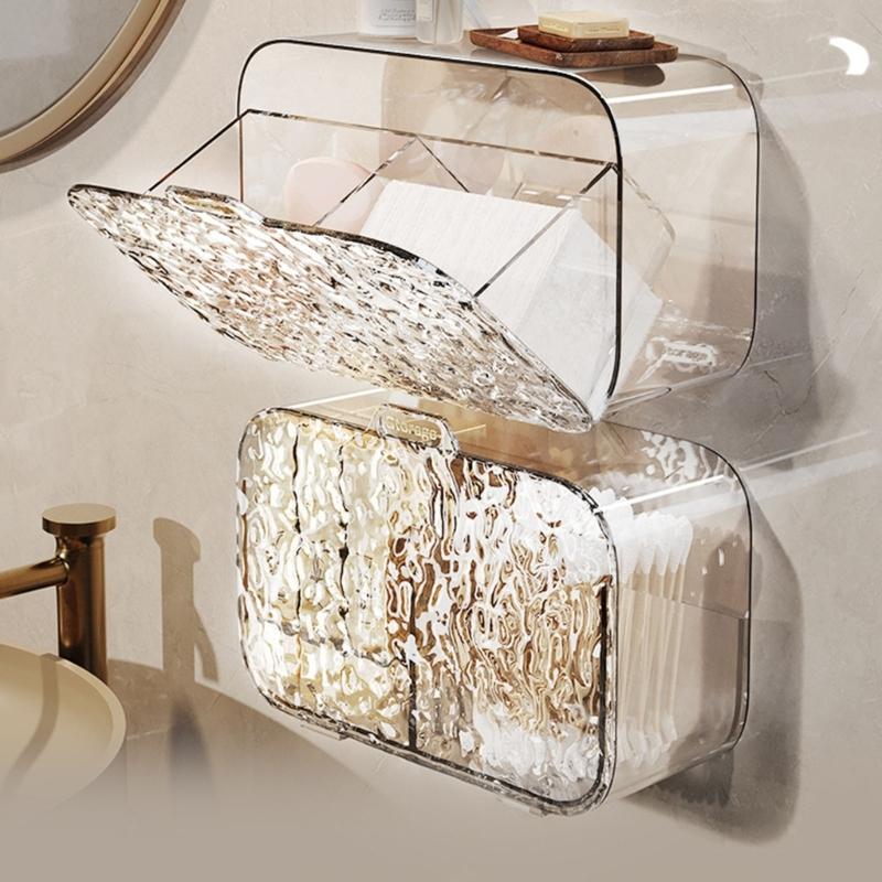 Wall Mounted Cotton Pad Storage Box Practical Hanging Cotton Pad Holder Storage Holder For Organized Living Spaces