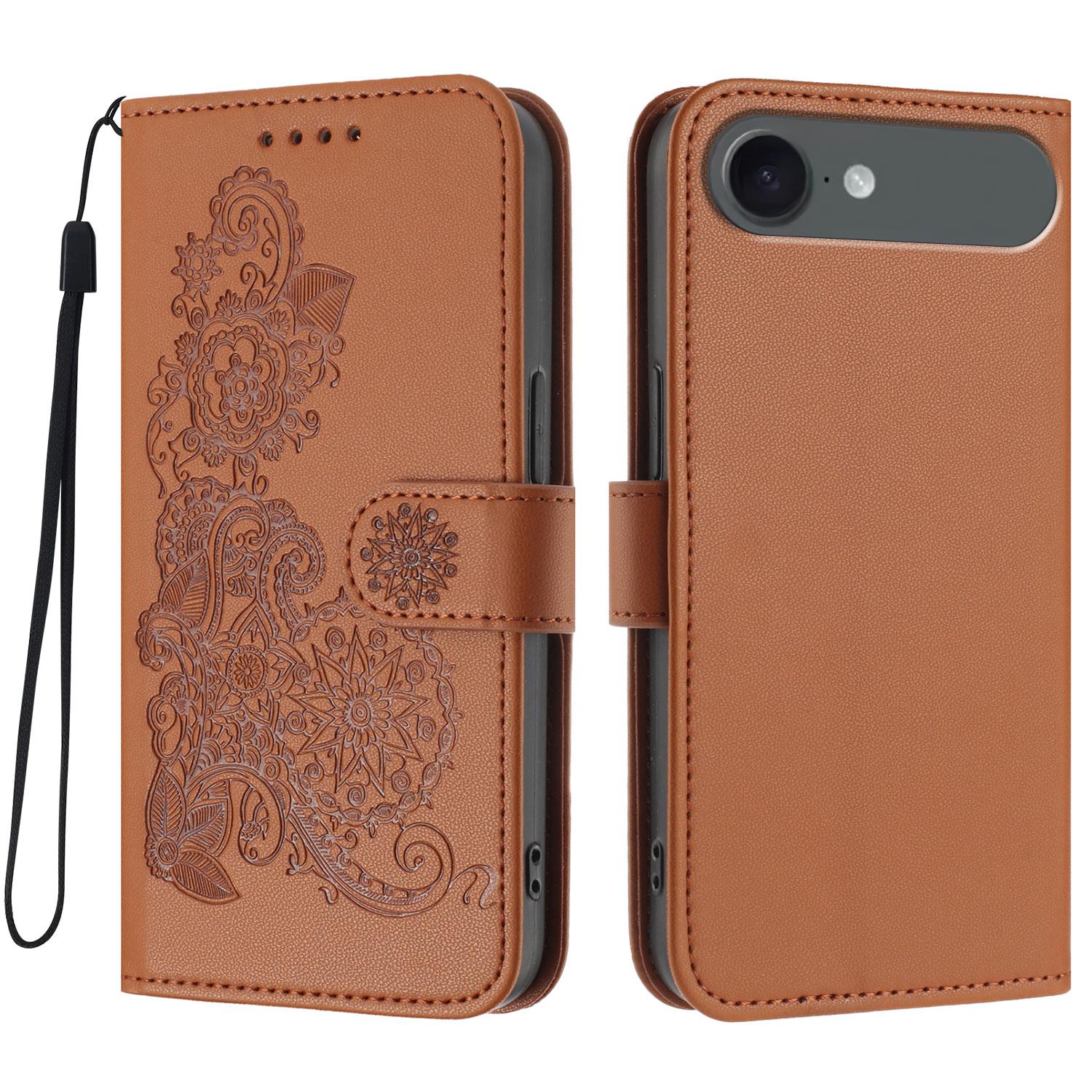 

For iPhone 17 Air Phone Cases Mandala Flower Leather Wallet Mobile Cover with Strap Coffee