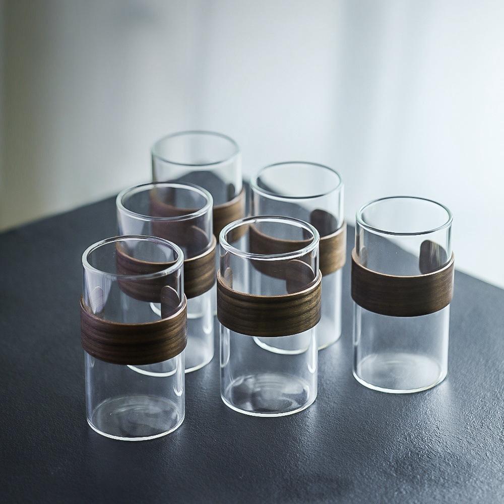 Hospitalidade Doméstica Copo de Chá Verde de Vidro Resistente a Altas Temperaturas com Anel de Madeira Copo de Chá com Isolamento Térmico Novo Copo de Vidro Borossilicato Chinês