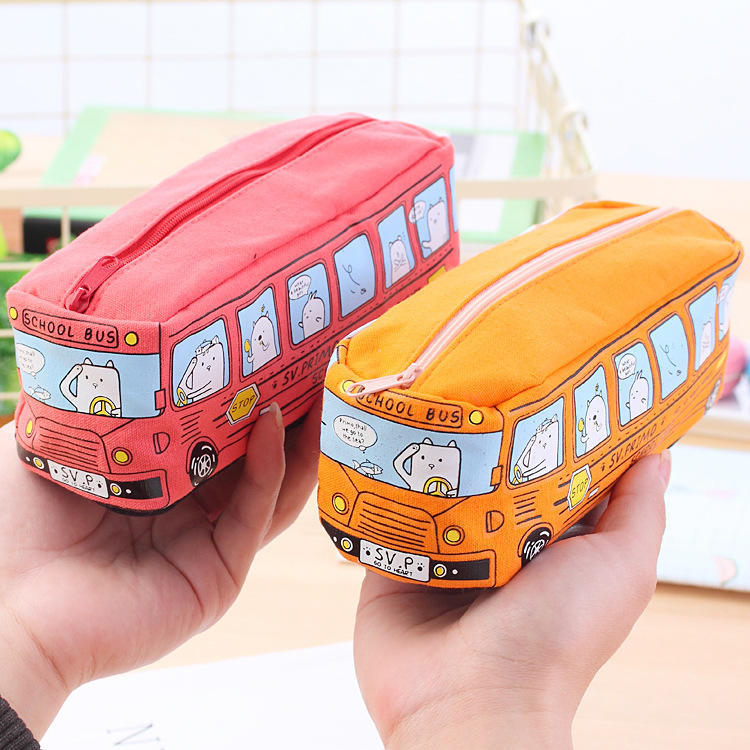 Creative Cartoon Large Capacity Bus Pencil Case Pencil Case Car Pencil Case Student Bus Pencil Case Cute Korean Version Pencil Case