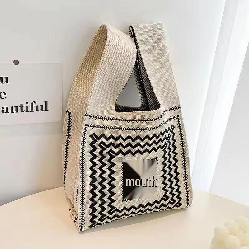 Versatile Sweet Potato Small Knitted Wrist Tote Bag
