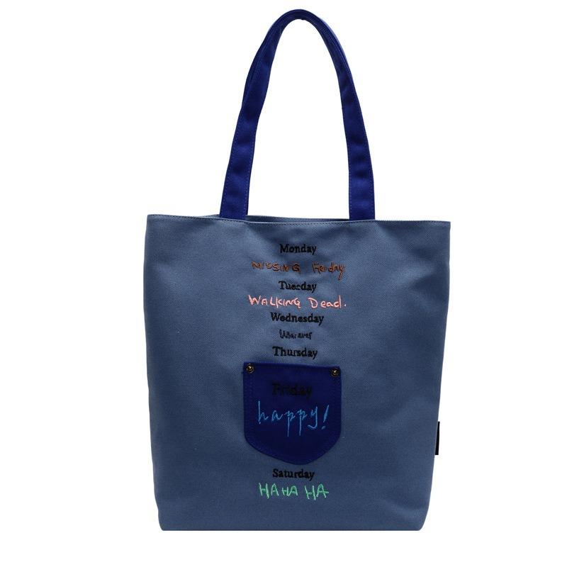 Ladies New Casual Student Work Retro Letter Niche Single Shoulder Large Capacity Canvas Bag