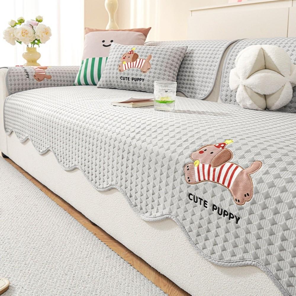 

Защитный чехол для дивана из ледяного шелка, мультяшный диванный чехол с собакой, охлаждающая диванная подушка для гостиной 110*180cm серый