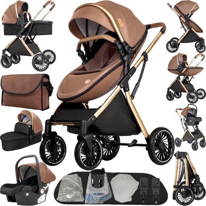 Passeggino 3 in 1 per Neonato con Seggiolino Auto – Pieghevole, Massimo Comfort, Sicurezza con Cintura a 5 Punti, Ampia Capottina e Cesto Portaoggetti