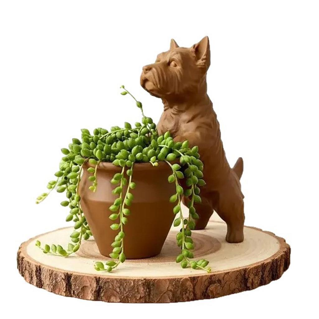 18CM West Highland Terrier Dog Planter Decorative Resin Flower Pot Holder Indoor Outdoor Garden Accent with Detailed Figurine Design