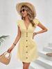 New Summer Women's Fashion Striped Printed V-Neck Flare Sleeve Dress
