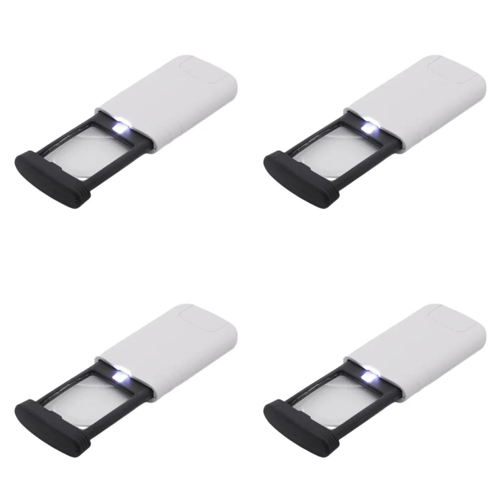 1-5PCS 4X Magnifying Glass Foldable Mini Pocket Loupe Magnifier With LED Handheld Illuminated Magnifier for Reading Jewelry