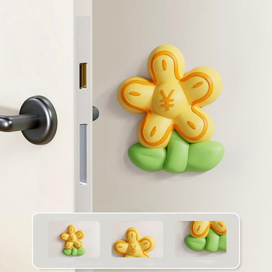 Door Stopper Wall Protector Door Handle Wall Guard Cute Flower Door Shock Absorption Stopper with Adhesive for Doors Protects Wall Surface