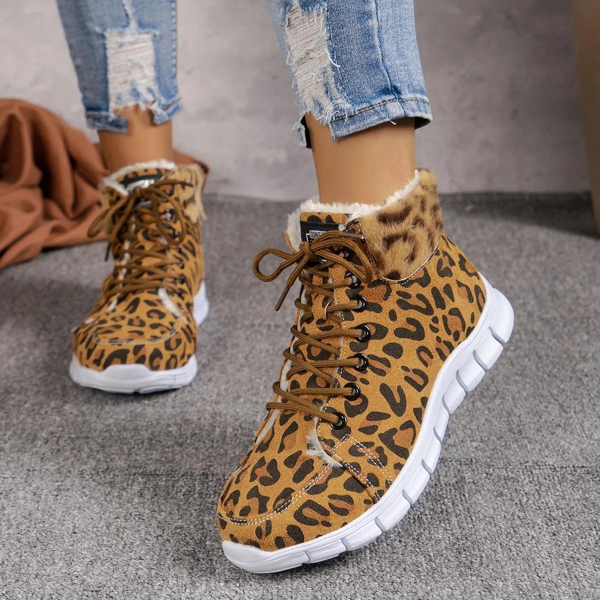 Зимой 2024 года в моде ботильоны с круглым носком и подошвой из бисквита а также повседневные женские ботинки с отбортовкой в британском стиле 36 цветной печати леопарда 4980₽