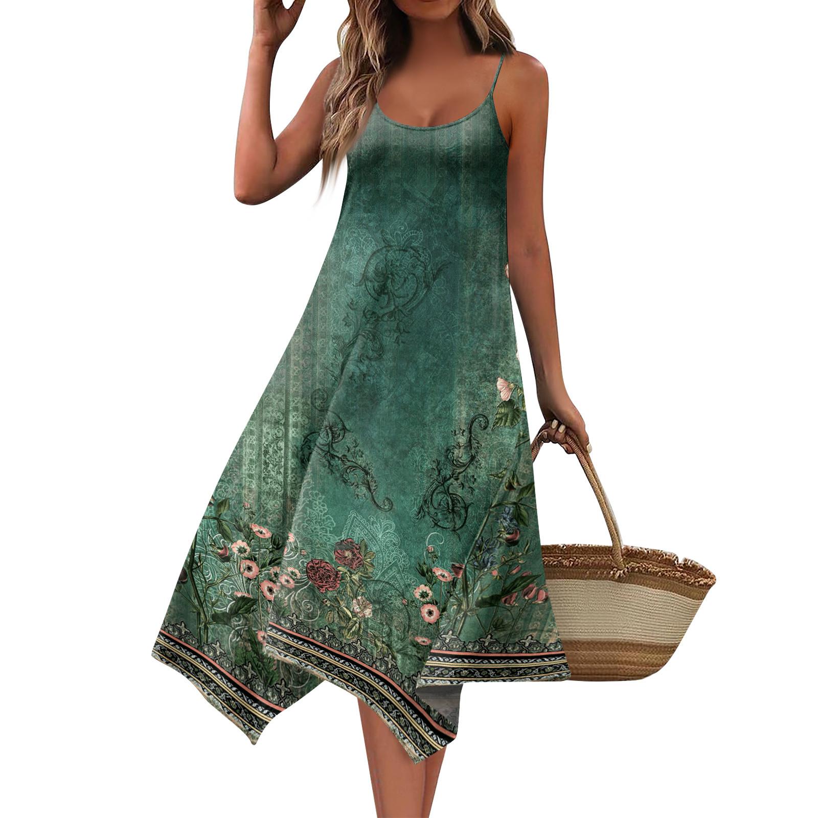 

Летние платья для женщин Пляжные накидки Без бретелек Бохо Цветочный принт Сарафан M