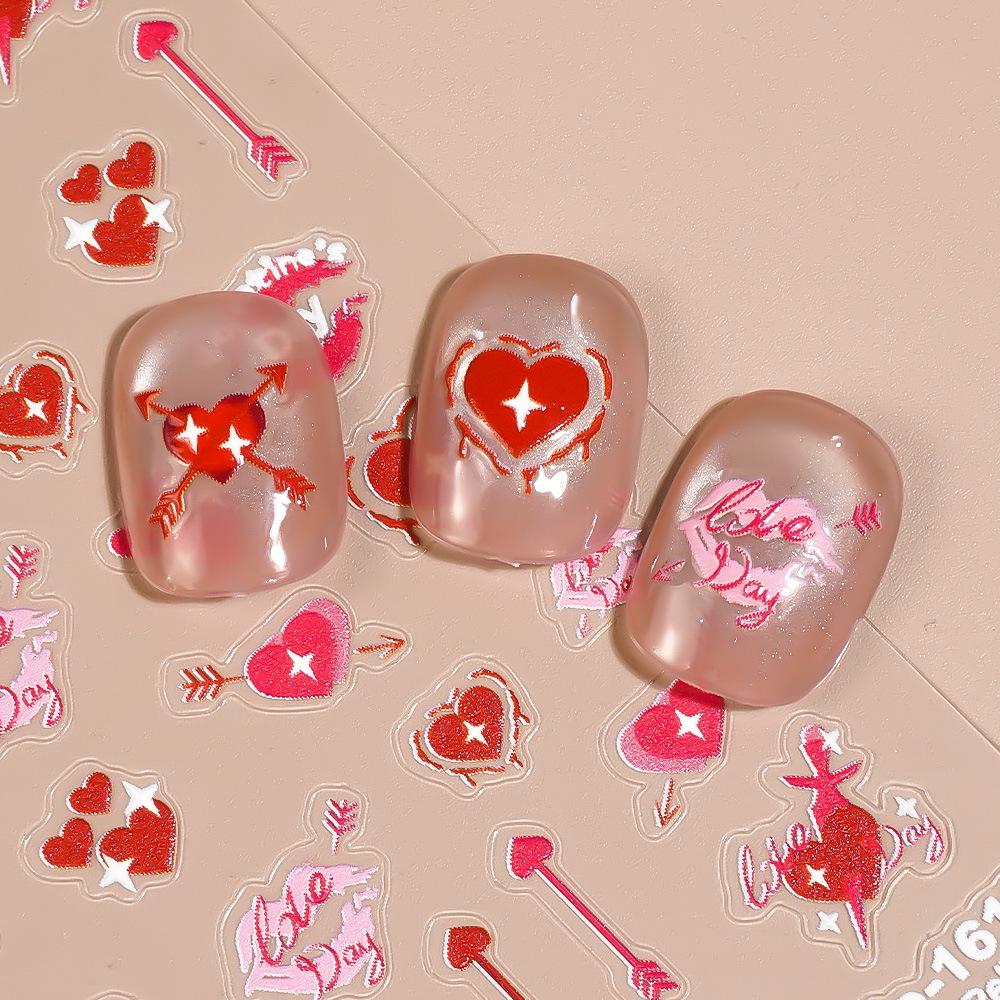 Redanco5D Valentinstag Feurige Rote Lippen 3D Nagelaufkleber