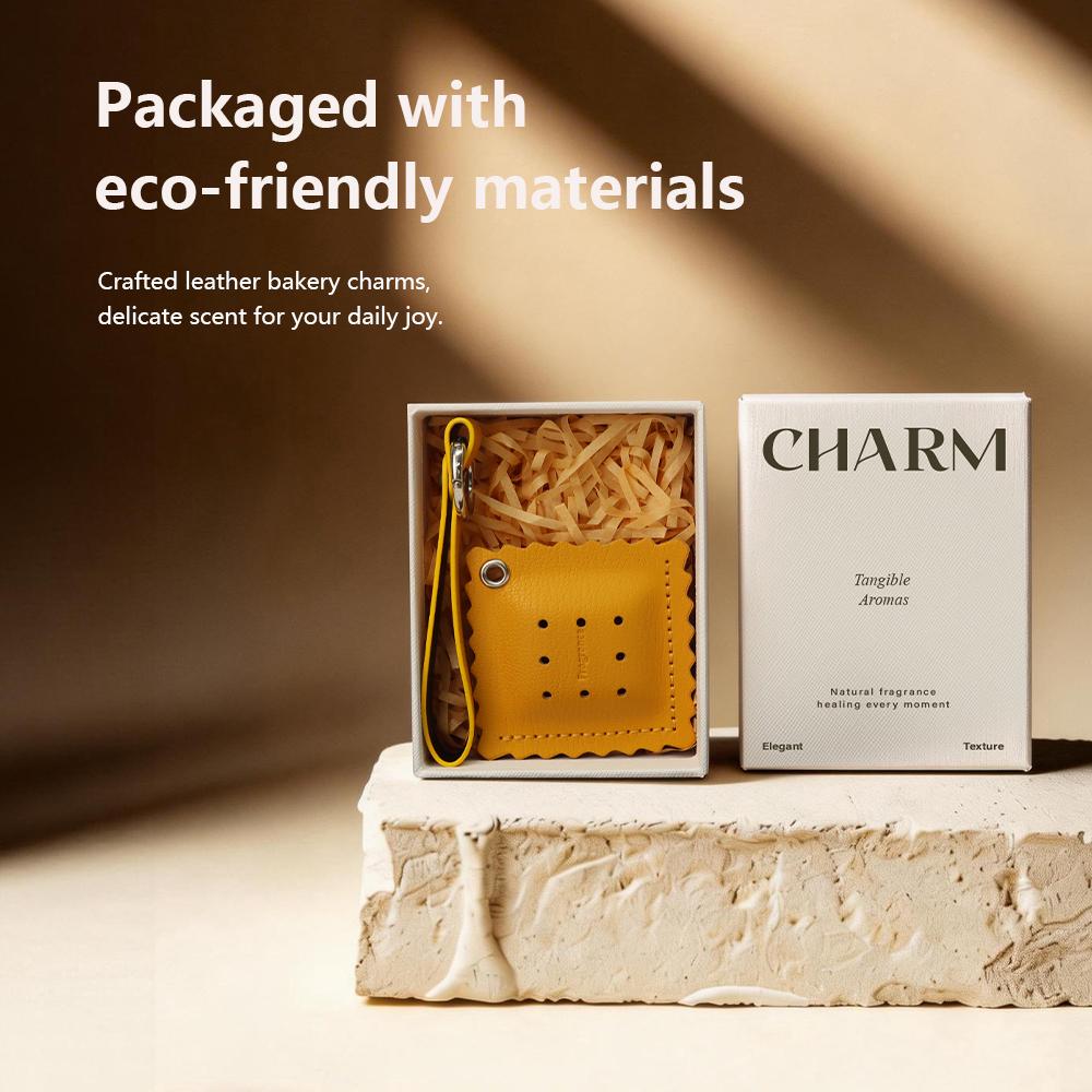 Genuine Leather Biscuit Shaped Aromatherapy Sachet Long Lasting Fragrance Car Home Scented Bag Pendant Decoration