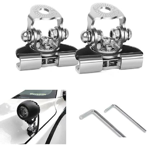Ijuicy 2 PCS Led Light Bar Mounting Brackets, Adjustable Hood Led Work Light Mount Bracket, Off Road Accessories, Ditch Light Brackets For Off Road