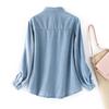 Denim Shirt Women's Spring and Autumn Soft Retro Stacked Wear Casual Loose Lapel Pocket Long Sleeve Jacket Women Women Classic Lapel Chest Pocket