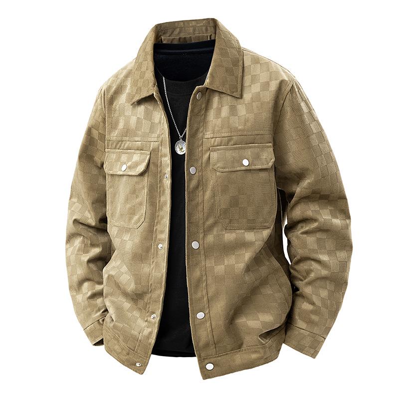 

Men s High-Quality Suede Plaid Jacket - Fashionable Business Casual, Soft and Skin-Friendly Fall Outerwear 4XL хакі