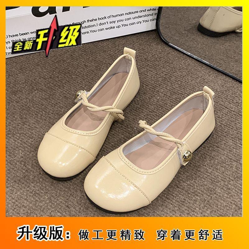 French beanie shoes round head shallow mouth single shoes 2025 spring and autumn new skirt flat Mary Jane shoes leather shoes students wear
