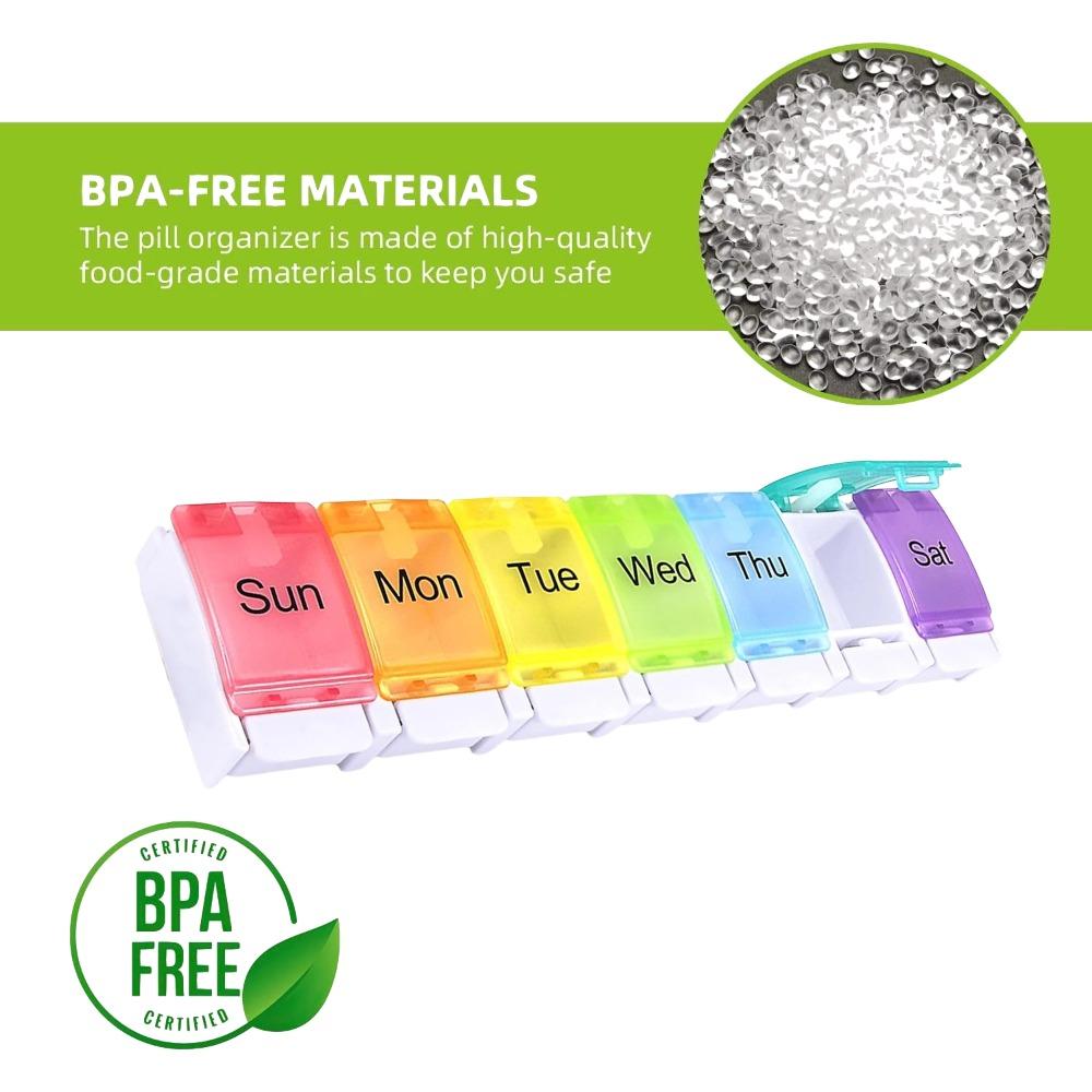 New Hot Premuim Rainbow Weekly Pill Organizer Box 1 Time A Day Daily 7 Day Pill Case Storage for Vitamin Fish Oils Supplements