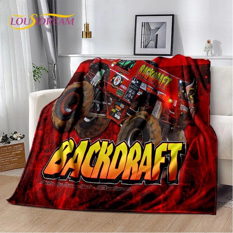 Cartoon Monster Jam 3D Monster Truck Blanket,Soft Throw Blanket for Home Bedroom Bed Sofa Picnic Travel Office Cover Blanket Kid