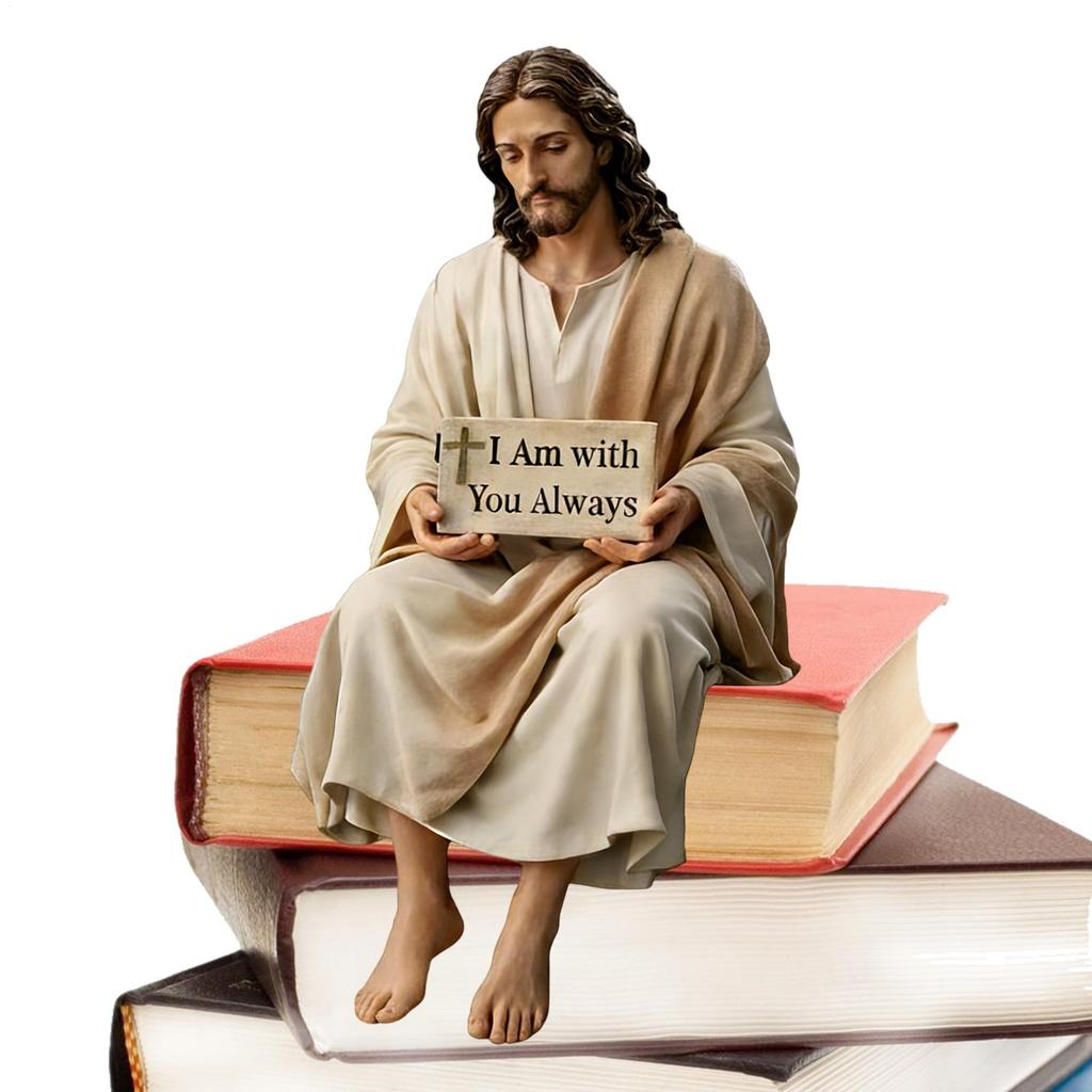 Resin Jesus Figurine Spiritual Inspirational Hand Painted Statue Religious Memorial Figurine for Prayer Birthday Party Decor
