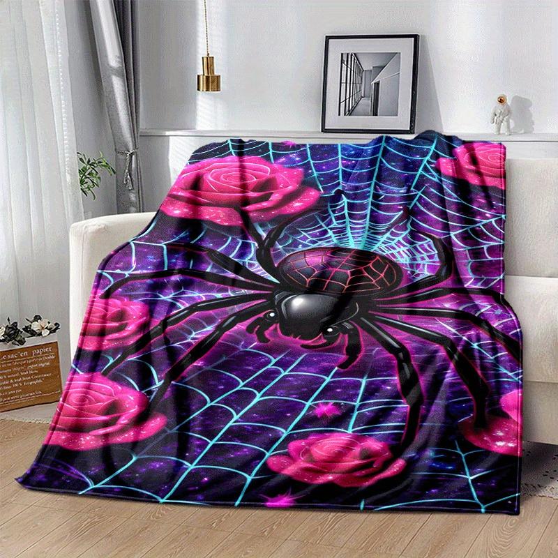 1 Stück Spinnenmuster Leichte Flanelldecke, Bequeme und Warme Decke, für Camping Sofa Bett und Couch Büro, Geeignet für Geschenk Leere
