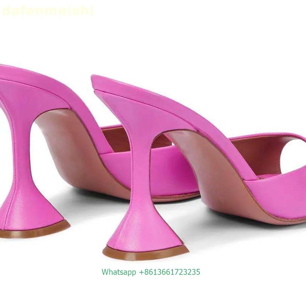 Fashion Open Toe Fashion Roman Women Sandals 2025 Summer New Slippers Pointed Toe 9Cm Wine Glass Heel Solid Color High Heel Slides