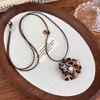 Comfortable Clavicle Chain Lightweight Flower Pendant Necklace Brown Leopard Print Fashion Neck Decoration