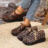 European and American style lace-up thick-soled leopard print low-top single shoes muffin large-size casual lace-up single shoes