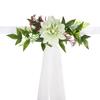 Wedding Chair Flower Decorations Elegant Artificial Floral Decor with 1.5 X 1 M Gauze for Party White