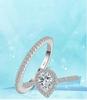 925 Sterling Silver New Women Ring Set Jewelry Teardrop Zircon CZ Diamant Engagement Wedding Ring Set for Women
