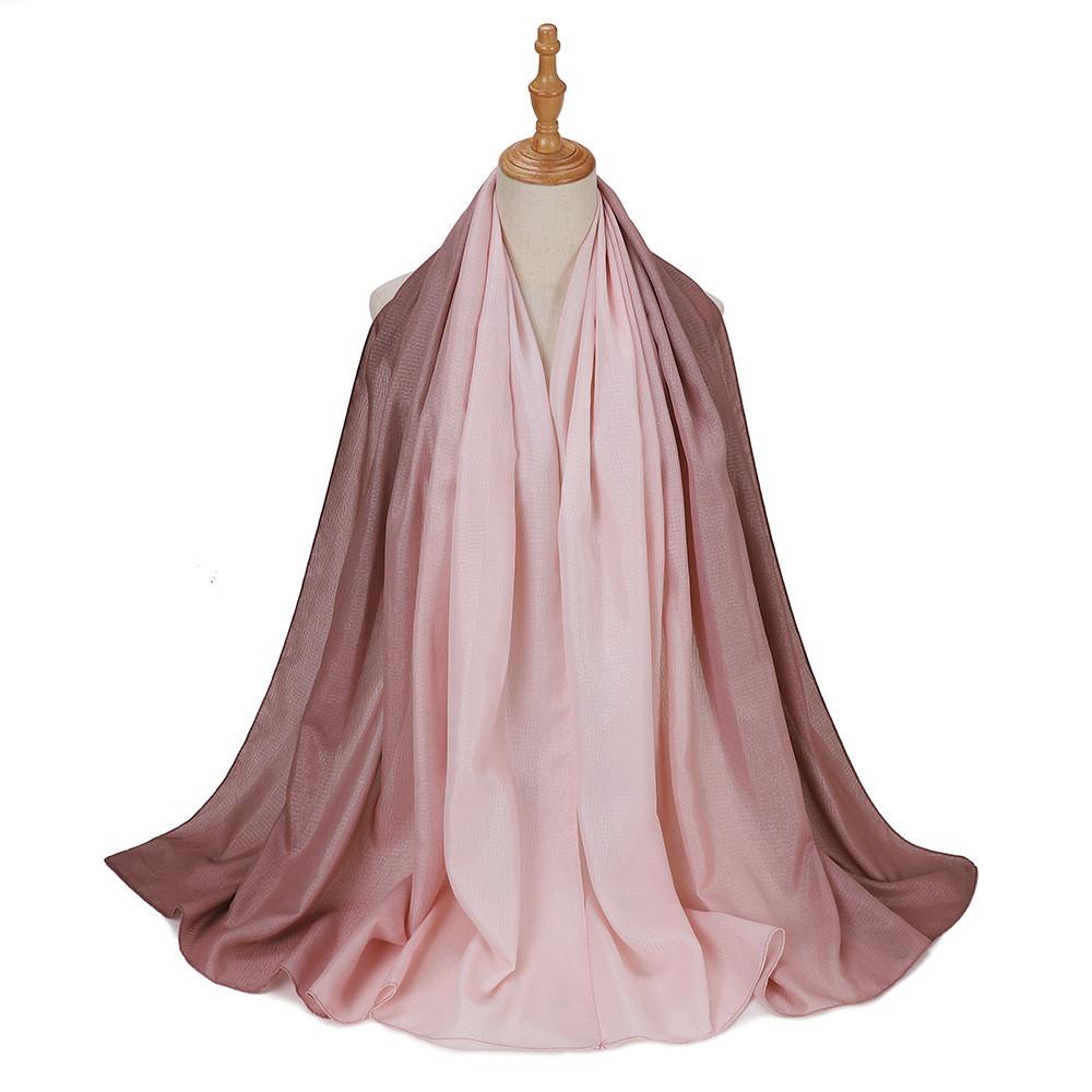 New Silk Hand Gradient Fashion Hijab Scarf Indonesian Malay Silver Scarf Raya Hijab