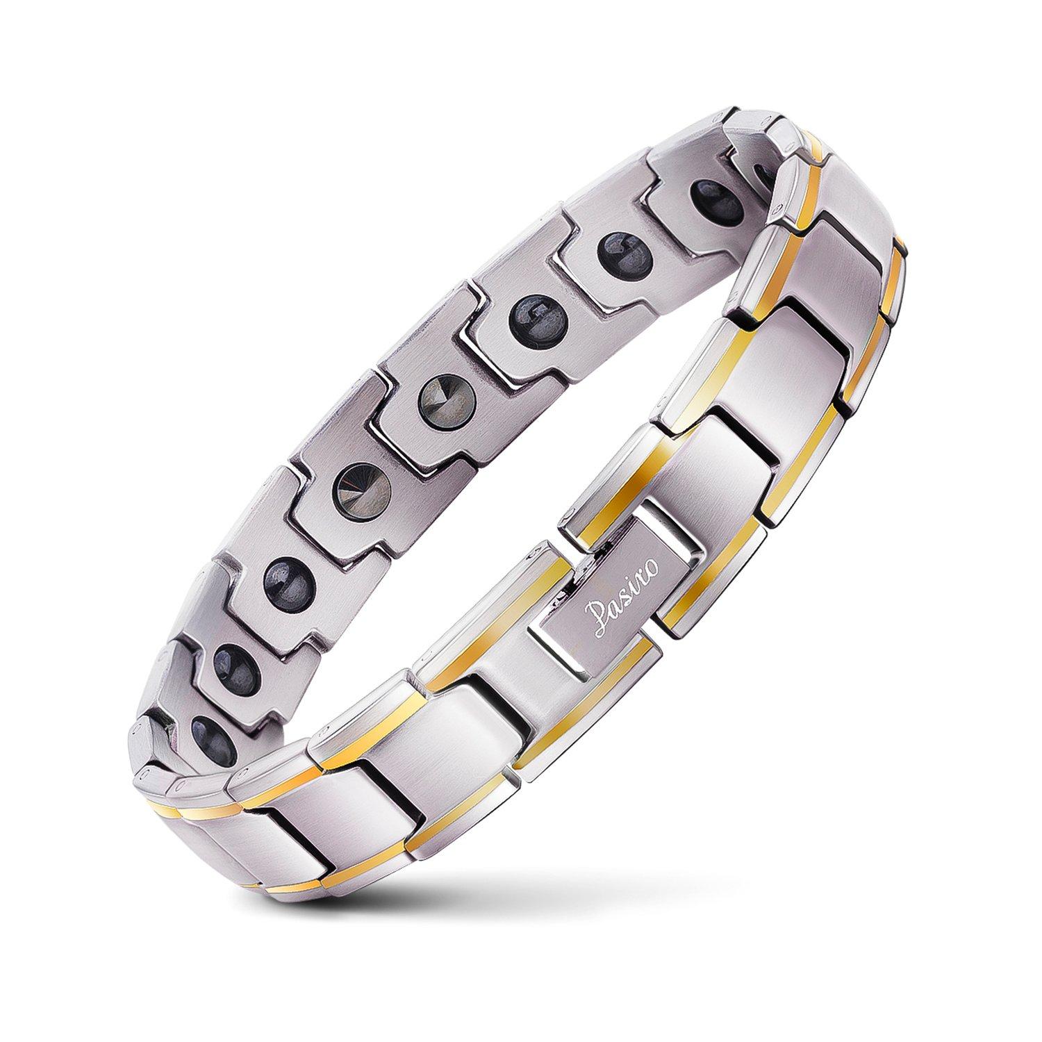 

Браслет из германия для лечения аллергии на статические нержавеющие металлы и [Pasiro] для мужчин, устранение, сталь, мужской, бесплатный, антистатический (Серебряное золото)