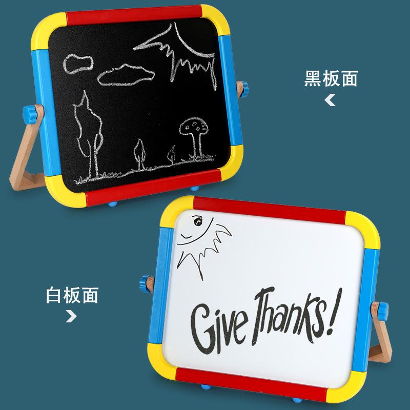 Tablă Neagră Mică din Lemn pentru Acasă, cu Suport, Față-Verso, Tablă de Desen, Graffiti, Magnetică, Ștersabilă, Jucărie Educativă pentru Copii