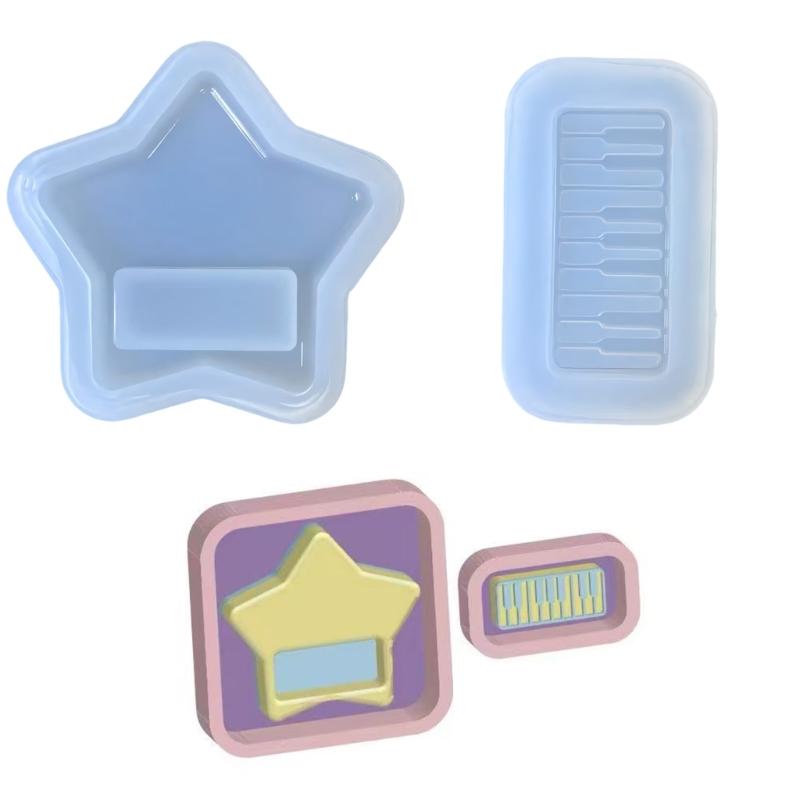 Star and Mini Piano Silicone Casting Mold Set for Resin Pendant Projects, 2 Piece Charm Mold for Jewelry and Keychain Design Work Use