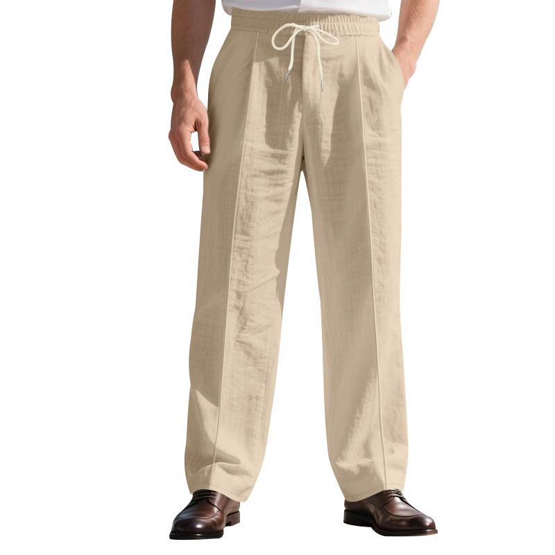 Autumn Loose-Fit Breathable Linen Casual Men's Minimalist Trendy Relaxed Beach Trousers