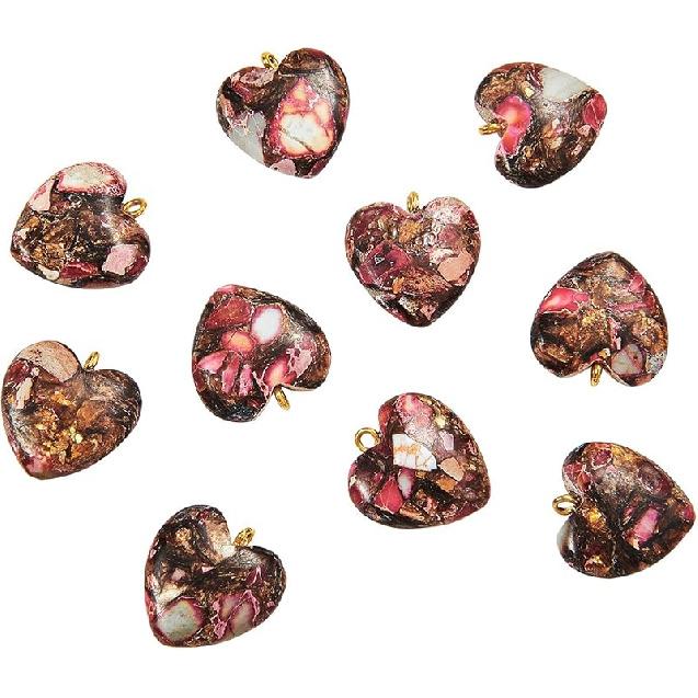 LiQunSweet 10 Pcs Genuine Amethyst Semi-Precious Gemstone Quartz Stone Heart Shape Pendants Bulk for Women Jewelry Necklace Making Findings