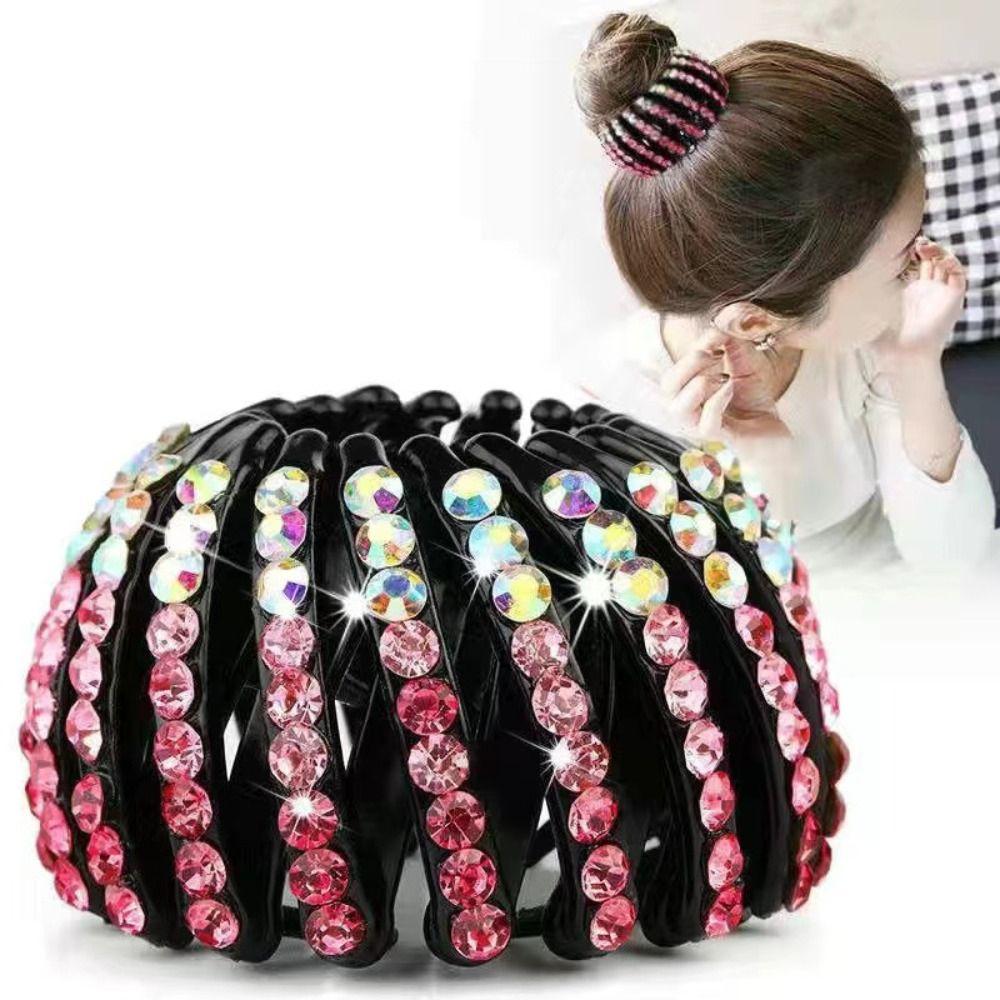 Rhinestone Hair Claw Clip Hair Accessories Hair Bun Maker Fashion Ponytail Holder  Women