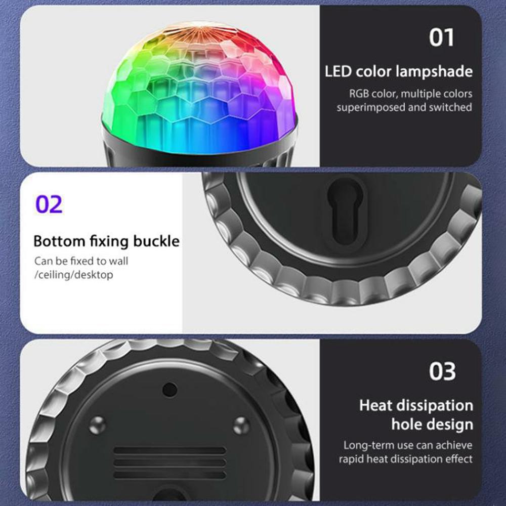 3W Sound Activated Striped Mini Magic Ball LED Light RGB Stage Lamp for KTV Bar (Without Remote)