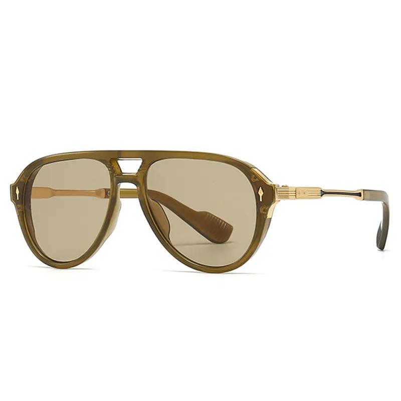 SHAUNA Retro Double Bridges Pilot Ανδρικά γυαλιά ηλίου Μόδα Αποχρώσεις UV400 Trending Rivets Γυναικεία πολυτελή γυαλιά ηλίου
