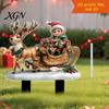 Outdoor Holiday Decorations Christmas Elf Garden Stake, Santa Reindeer Sleigh Acrylic Yard Weather Resistant Art Sign, Decoration for Lawn Pathway