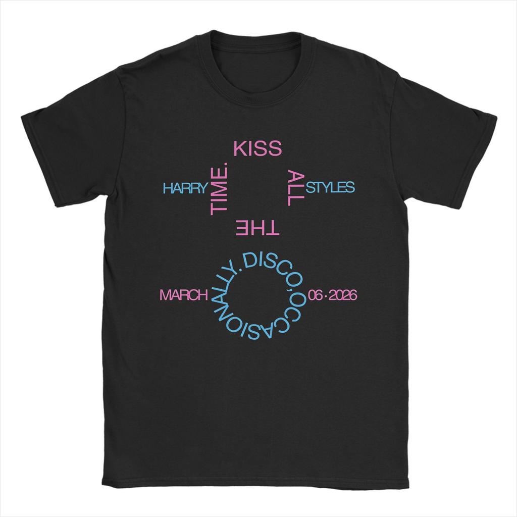 Kiss All The Time Disco T Shirt For Unisex Unisex Cotton Novelty TShirt Crewneck Harrys Music Styles Tee Shirt Short Sleeve Summer