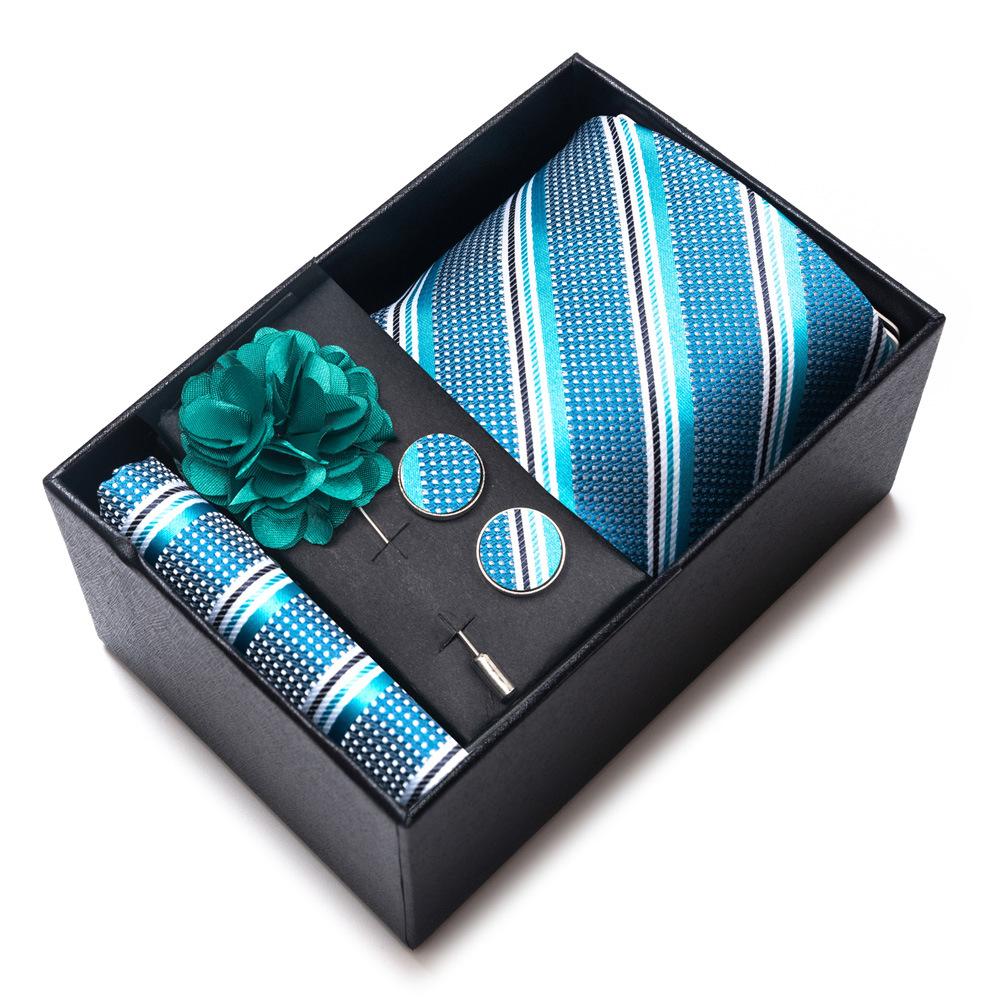 Tie Men'S Suit Accessories Cufflinks Square Scarf Corsage Tie Premium Suit Gift Box Packaging