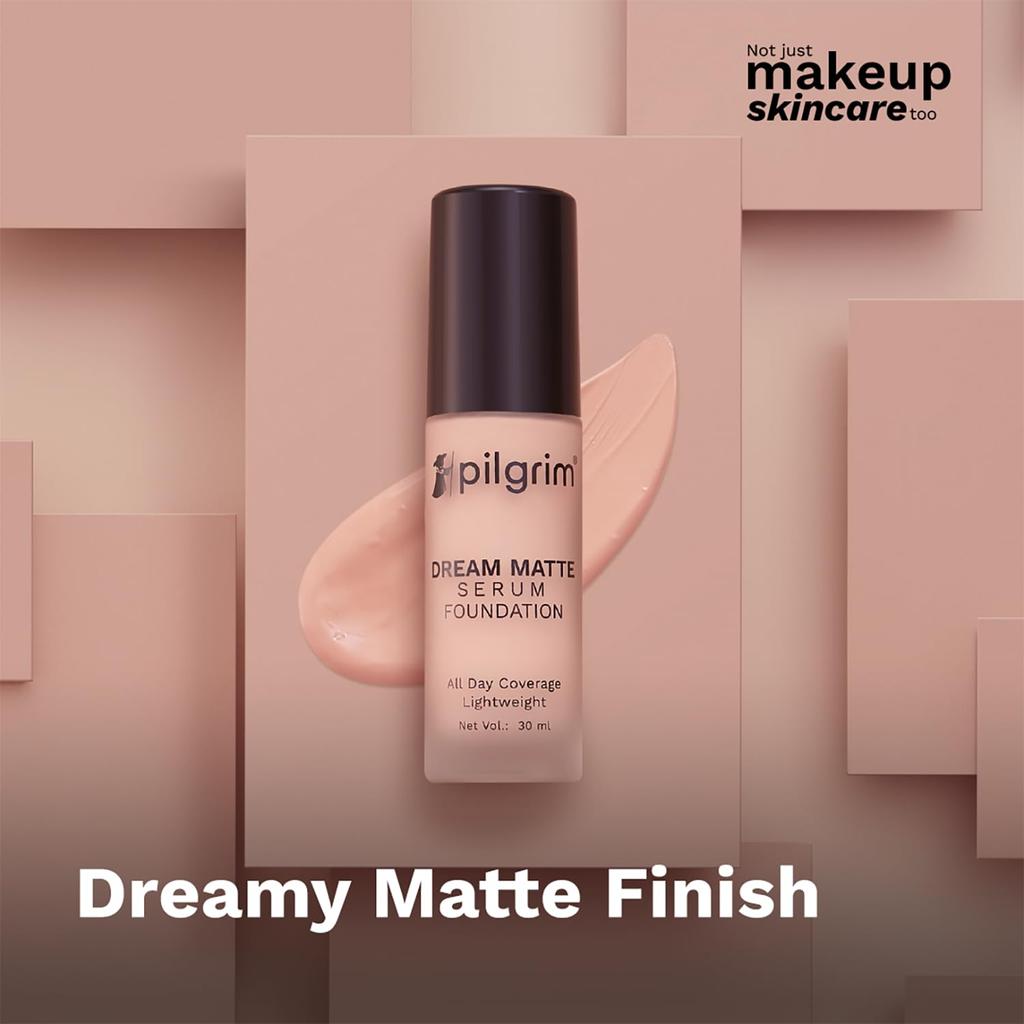 Pilgrim Medium Pure Ivory Serum Liquid Foundation 30 Ml Matte Poreless Face Makeup Long-Lasting Coverage