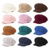 Korean Version Solid Color Corduroy Female Painter's Hat British Retro Octagonal Hat Gorras Para Mujer