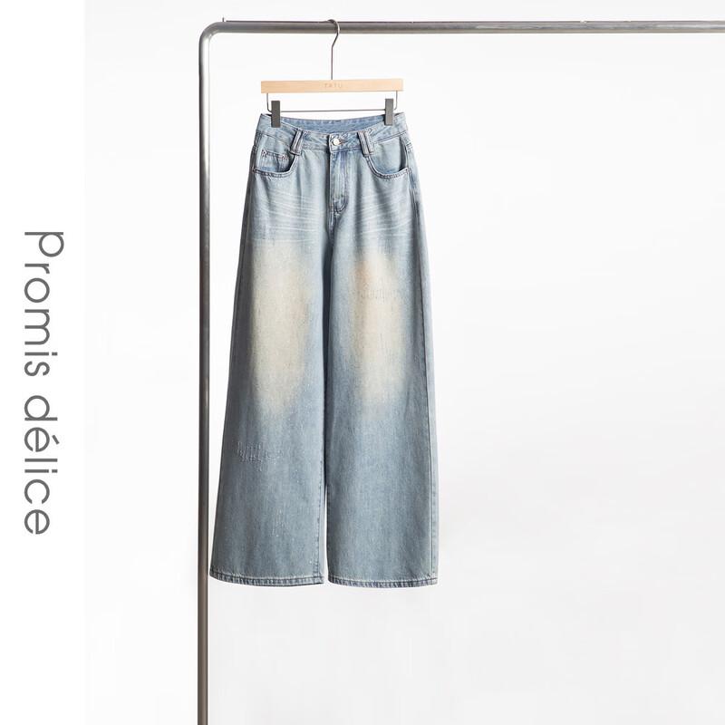 Women s Embellished Washed Denim Jeans M джинсовый синий