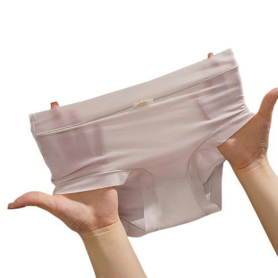 Women's Ultra Thin Ice Silk Underwear Mid-Rise Seamless Transparent Panties See Through Invisible Briefs