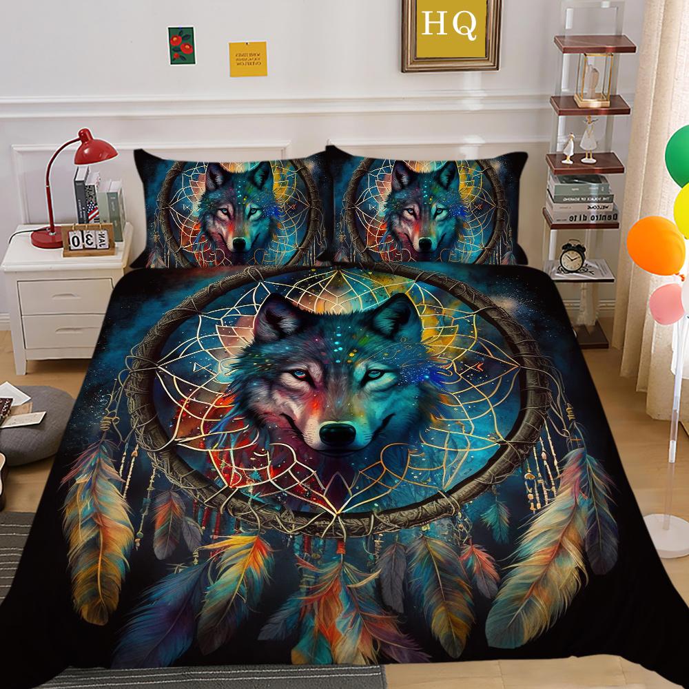 

Комплект постельного белья с 3D принтом волка, покрывала одного размера из микрофибры, подростковая мода, высококачественный домашний текстиль EU Single 135x200cm