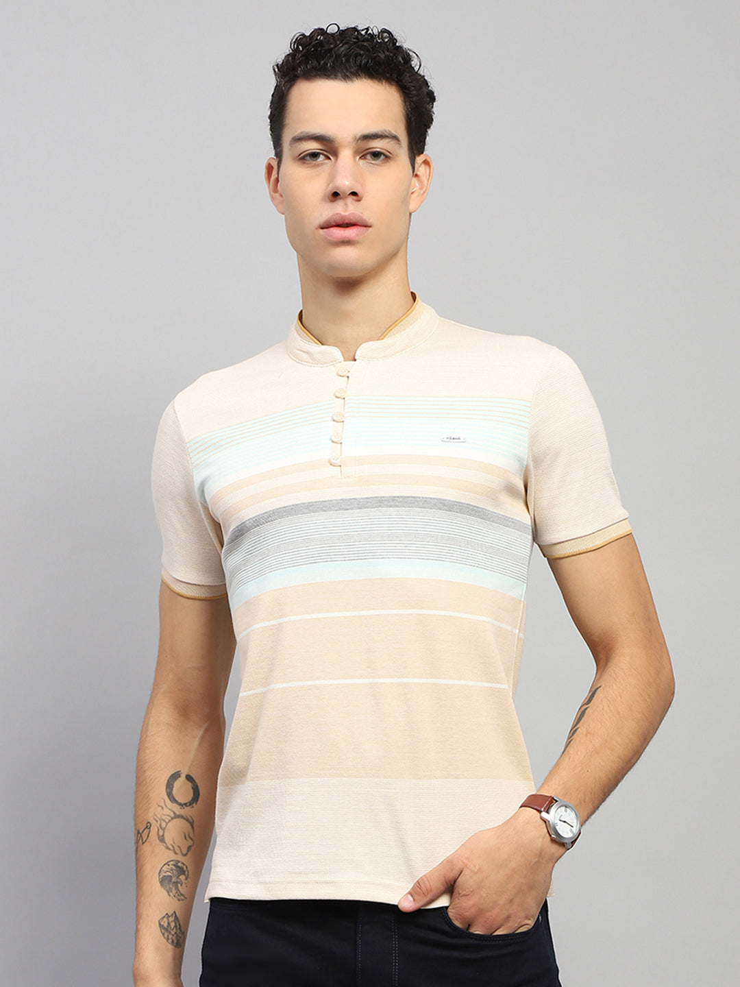 Monte Carlo Men Smart Fit Beige Tshirt XL